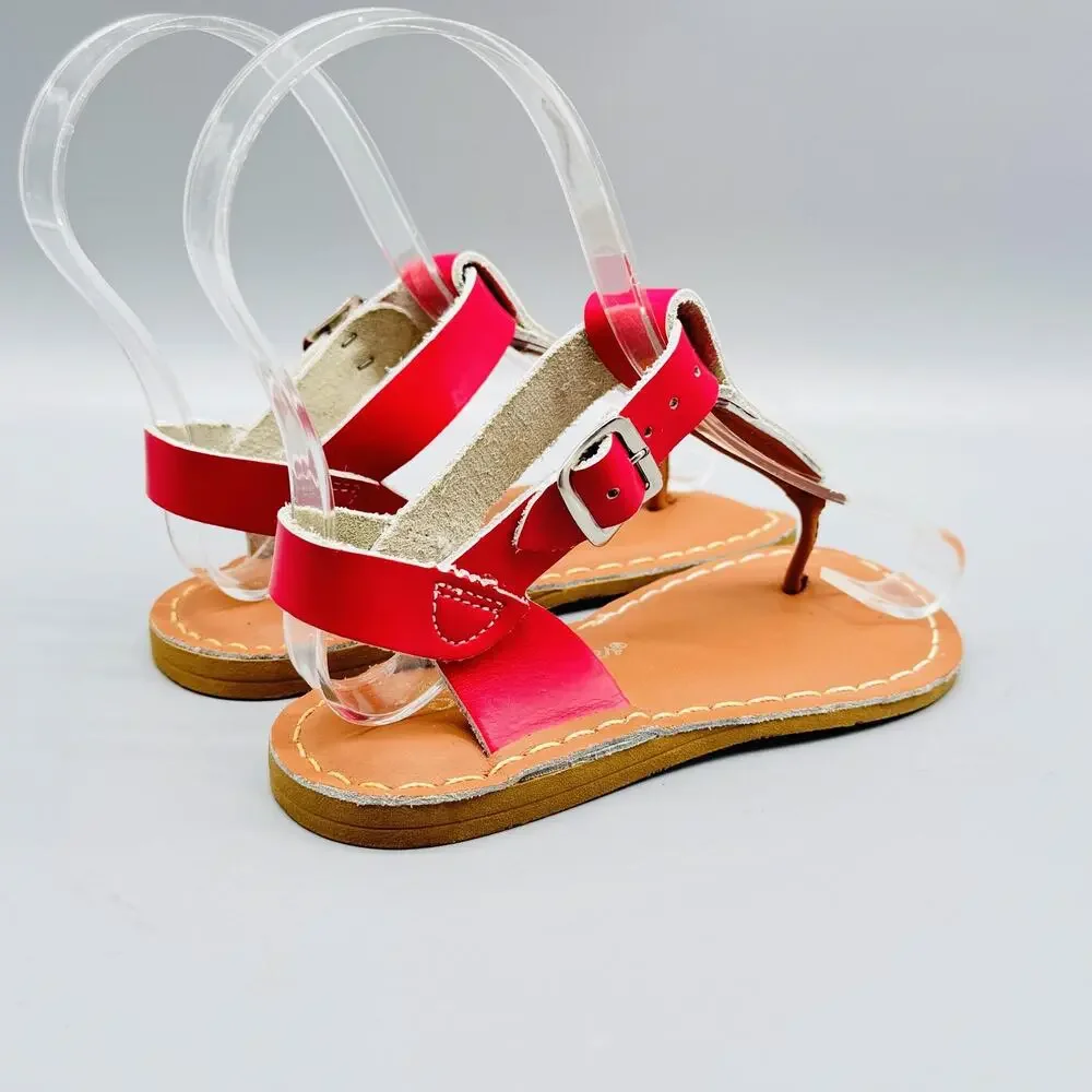 Salt Water Sandals Girls 9 Hot Pink Leather Buckle Ankle Strap Summer Beach NEW